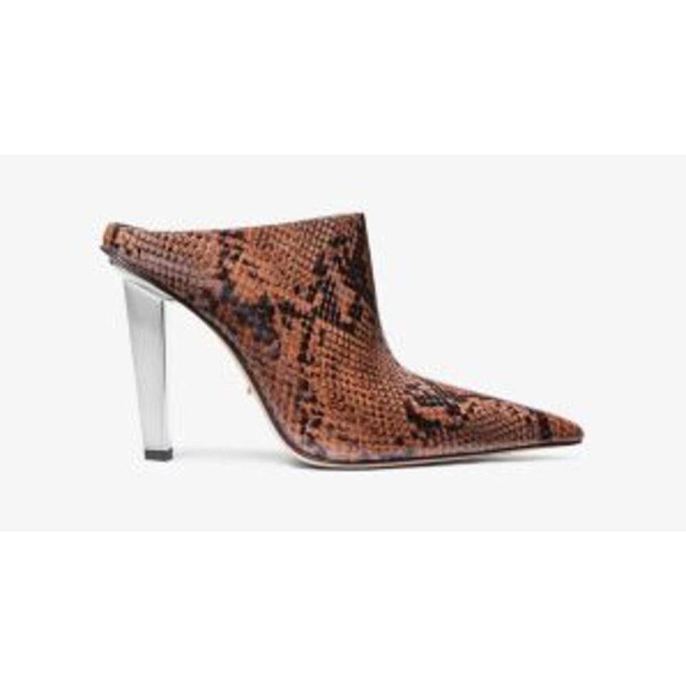 Michael Kors Halle Snake Embossed Leather Mule Pump 6 - Picture 2 of 3